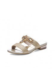 Women's Shoes Low Heel Round Toe Sandals Dress / Casual Silver / Gold