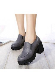 Women's Shoes Leatherette Platform Heels Heels Outdoor / Casual Black / Gray