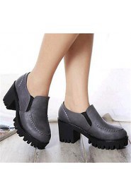 Women's Shoes Leatherette Platform Heels Heels Outdoor / Casual Black / Gray