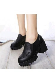 Women's Shoes Leatherette Platform Heels Heels Outdoor / Casual Black / Gray