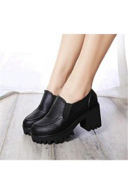 Women's Shoes Leatherette Platform Heels Heels Outdoor / Casual Black / Gray