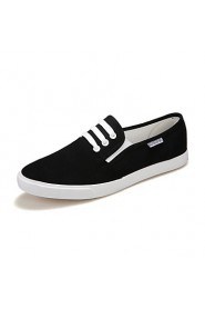 Women's Shoes Canvas Flat Heel Round Toe Fashion Sneakers Outdoor Black/White