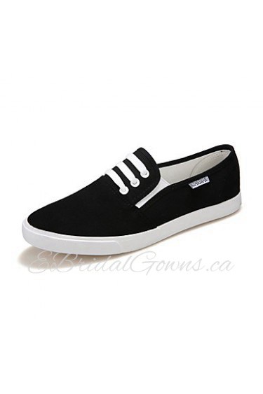 Women's Shoes Canvas Flat Heel Round Toe Fashion Sneakers Outdoor Black/White