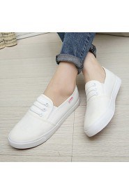 Women's Shoes Canvas Flat Heel Round Toe Fashion Sneakers Outdoor Black/White