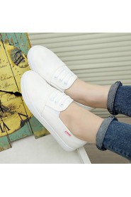 Women's Shoes Canvas Flat Heel Round Toe Fashion Sneakers Outdoor Black/White