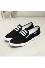 Women's Shoes Canvas Flat Heel Round Toe Fashion Sneakers Outdoor Black/White