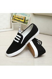 Women's Shoes Canvas Flat Heel Round Toe Fashion Sneakers Outdoor Black/White