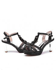 Women's Shoes Synthetic Chunky Heel Peep Toe Sandals Wedding/Office & Career / Party & Evening/Dress/Casual Black/White