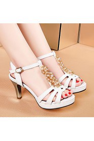 Women's Shoes Synthetic Chunky Heel Peep Toe Sandals Wedding/Office & Career / Party & Evening/Dress/Casual Black/White