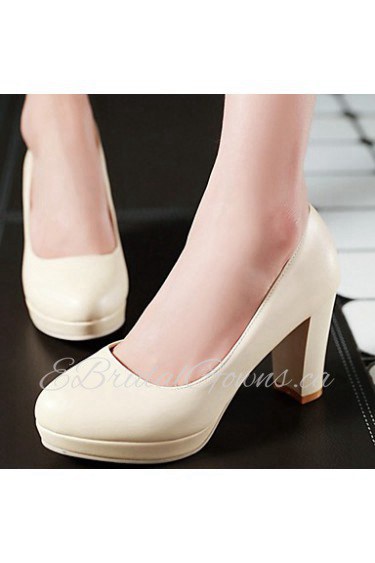 Women's Shoes Chunky Heel Heels/Platform/Round Toe Heels Office & Career/Dress Blue/Pink/White/Beige