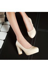 Women's Shoes Chunky Heel Heels/Platform/Round Toe Heels Office & Career/Dress Blue/Pink/White/Beige