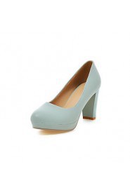 Women's Shoes Chunky Heel Heels/Platform/Round Toe Heels Office & Career/Dress Blue/Pink/White/Beige