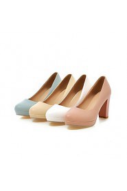 Women's Shoes Chunky Heel Heels/Platform/Round Toe Heels Office & Career/Dress Blue/Pink/White/Beige