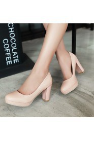 Women's Shoes Chunky Heel Heels/Platform/Round Toe Heels Office & Career/Dress Blue/Pink/White/Beige