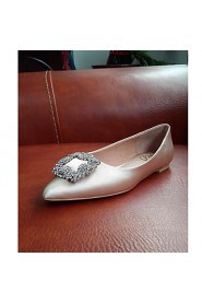 Women's Shoes Satin Flat Heel Ballerina / Pointed Toe / Closed Toe Flats Office/ Dress / Casual Red / Champagne