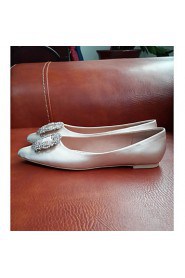 Women's Shoes Satin Flat Heel Ballerina / Pointed Toe / Closed Toe Flats Office/ Dress / Casual Red / Champagne