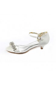 Women's Shoes Silk / Leatherette Low Heel Heels Heels Wedding / Party & Evening / Dress White / Beige