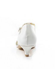 Women's Shoes Silk / Leatherette Low Heel Heels Heels Wedding / Party & Evening / Dress White / Beige