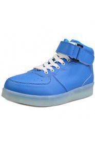 Women's Shoes Leatherette Flat Heel Round Toe Fashion Sneakers Outdoor / Athletic / Casual Blue / Red