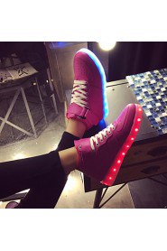 Women's Shoes Leatherette Flat Heel Round Toe Fashion Sneakers Outdoor / Athletic / Casual Blue / Red