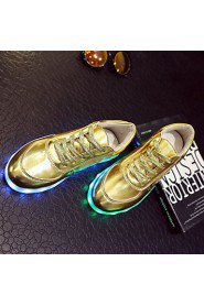 Women's Shoes Leatherette Flat Heel Round Toe Fashion Sneakers Outdoor / Casual / Athletic Silver / Gold