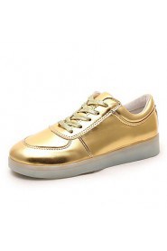 Women's Shoes Leatherette Flat Heel Round Toe Fashion Sneakers Outdoor / Casual / Athletic Silver / Gold