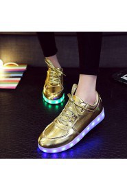 Women's Shoes Leatherette Flat Heel Round Toe Fashion Sneakers Outdoor / Casual / Athletic Silver / Gold