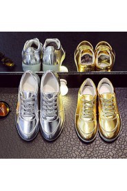 Women's Shoes Leatherette Flat Heel Round Toe Fashion Sneakers Outdoor / Casual / Athletic Silver / Gold