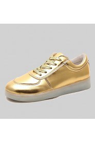 Women's Shoes Leatherette Flat Heel Round Toe Fashion Sneakers Outdoor / Casual / Athletic Silver / Gold