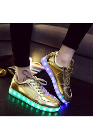 Women's Shoes Leatherette Flat Heel Round Toe Fashion Sneakers Outdoor / Casual / Athletic Silver / Gold