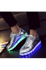 Women's Shoes Leatherette Flat Heel Round Toe Fashion Sneakers Outdoor / Casual / Athletic Silver / Gold