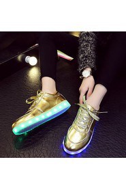 Women's Shoes Leatherette Flat Heel Round Toe Fashion Sneakers Outdoor / Casual / Athletic Silver / Gold