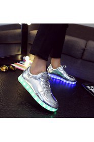 Women's Shoes Leatherette Flat Heel Round Toe Fashion Sneakers Outdoor / Casual / Athletic Silver / Gold