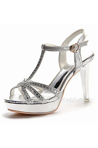 Women's Shoes Glitter Stiletto Heel Peep Toe Sandals Wedding /Office & Career/Party & Evening/Dress/Casual Silver/Gold