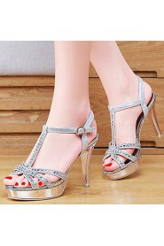 Women's Shoes Glitter Stiletto Heel Peep Toe Sandals Wedding /Office & Career/Party & Evening/Dress/Casual Silver/Gold