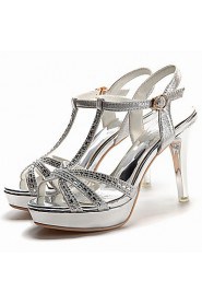 Women's Shoes Glitter Stiletto Heel Peep Toe Sandals Wedding /Office & Career/Party & Evening/Dress/Casual Silver/Gold