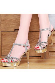 Women's Shoes Glitter Stiletto Heel Peep Toe Sandals Wedding /Office & Career/Party & Evening/Dress/Casual Silver/Gold