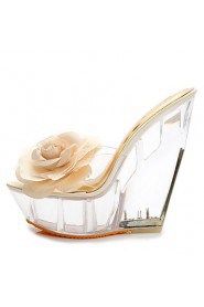 Thick crust slope with a beach large flowers shaped muffin waterproof high-heeled sandals and slippers