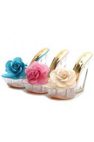 Thick crust slope with a beach large flowers shaped muffin waterproof high-heeled sandals and slippers