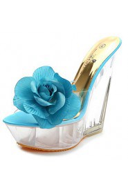 Thick crust slope with a beach large flowers shaped muffin waterproof high-heeled sandals and slippers