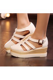 Women's Shoes Leatherette Platform Platform / Gladiator / Square Toe Sandals Dress Black / White / Silver / Gold