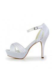 Bridal Satin Stiletto Heel Sandals with Folds and Buckle Wedding/Special Occasion Shoes(More Colors)