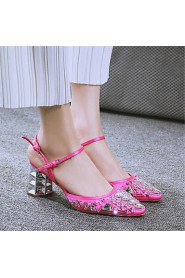 Women's Shoes Customized Materials Chunky Heel Heels / Novelty Heels Wedding / Party & Evening / Dress Red