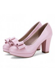 Women's Shoes Leatherette Chunky Heel Heels Heels Outdoor / Office & Career / Dress Blue / Pink / White