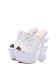 Women's Shoes Glitter Wedge Heel Wedges / Platform / Open Toe Sandals Wedding / Party & Evening / DressBlack / Pink /