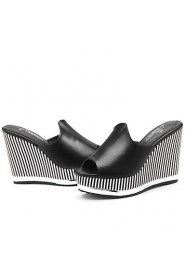 Women's Shoes Synthetic Platform Creepers/Slippers Slippers Office & Career / Party & Evening/Dress/Casual Black/White