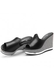 Women's Shoes Synthetic Platform Creepers/Slippers Slippers Office & Career / Party & Evening/Dress/Casual Black/White