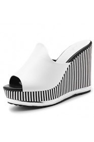 Women's Shoes Synthetic Platform Creepers/Slippers Slippers Office & Career / Party & Evening/Dress/Casual Black/White