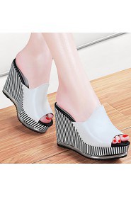 Women's Shoes Synthetic Platform Creepers/Slippers Slippers Office & Career / Party & Evening/Dress/Casual Black/White