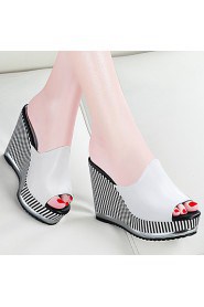 Women's Shoes Synthetic Platform Creepers/Slippers Slippers Office & Career / Party & Evening/Dress/Casual Black/White